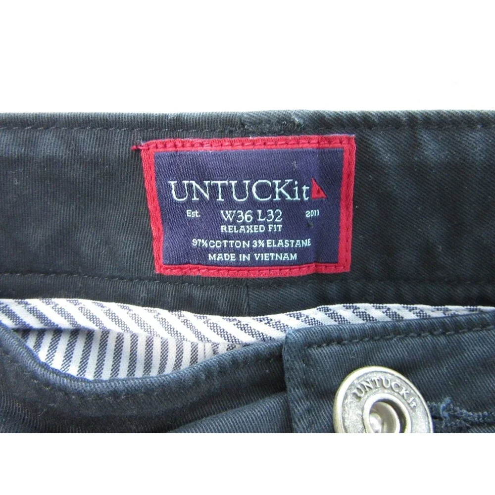 Untuckit Pants Mens 36x33 (Actual 34x 30) Relaxed Fit Straight Leg Black Chino